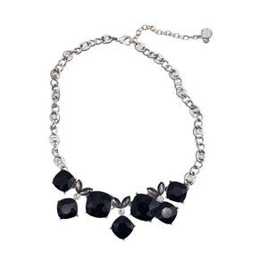 Dana Buchman Crystal Rhinestone Bib Necklace Silver Tone Adjustable